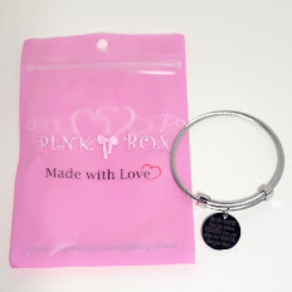 Solid Stainless Steel Inspirational Cable Bangle by Pink Box "You are Braver..." - Picture 3 of 4